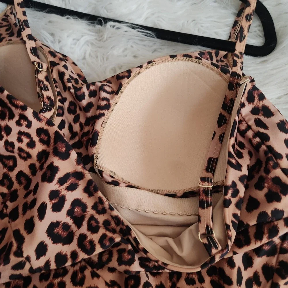 Summersalt‎  One Piece Swimsuit Women's 16 Marina Leopard Print Brown Black